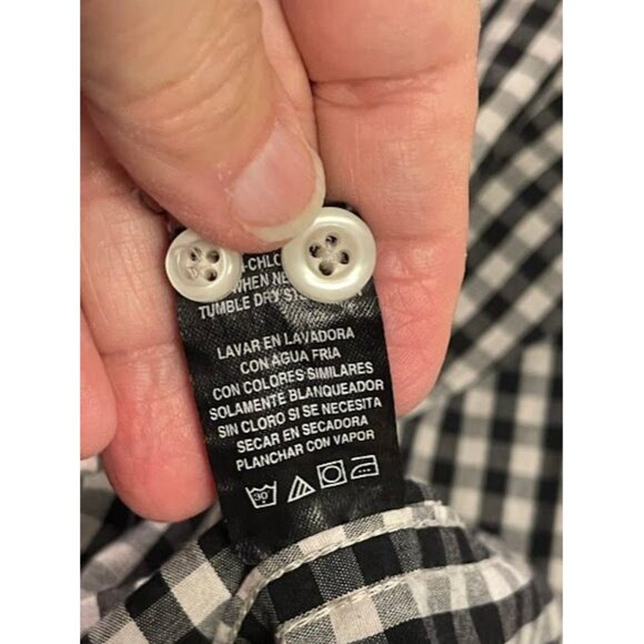 London Fog Mens Checkered FLIP CUFF Button-Down Shirt 4XLB Black & White - Picture 5 of 14